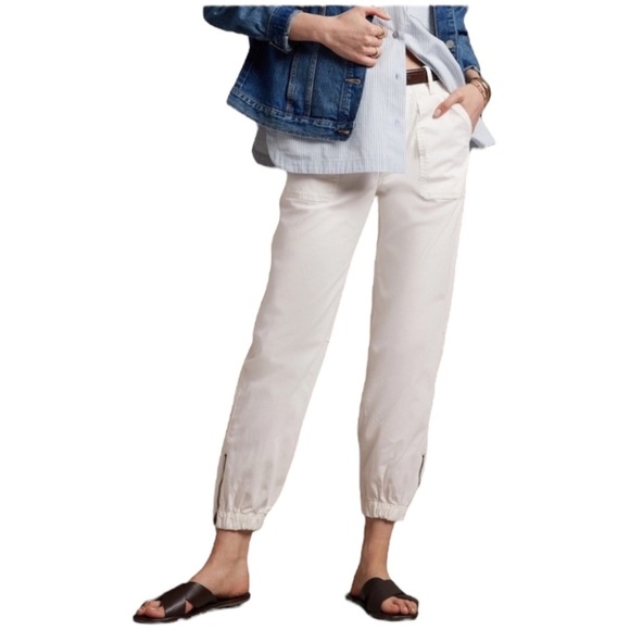 Banana Republic Cream Ankle Pants joggers 6 petite - Picture 1 of 7